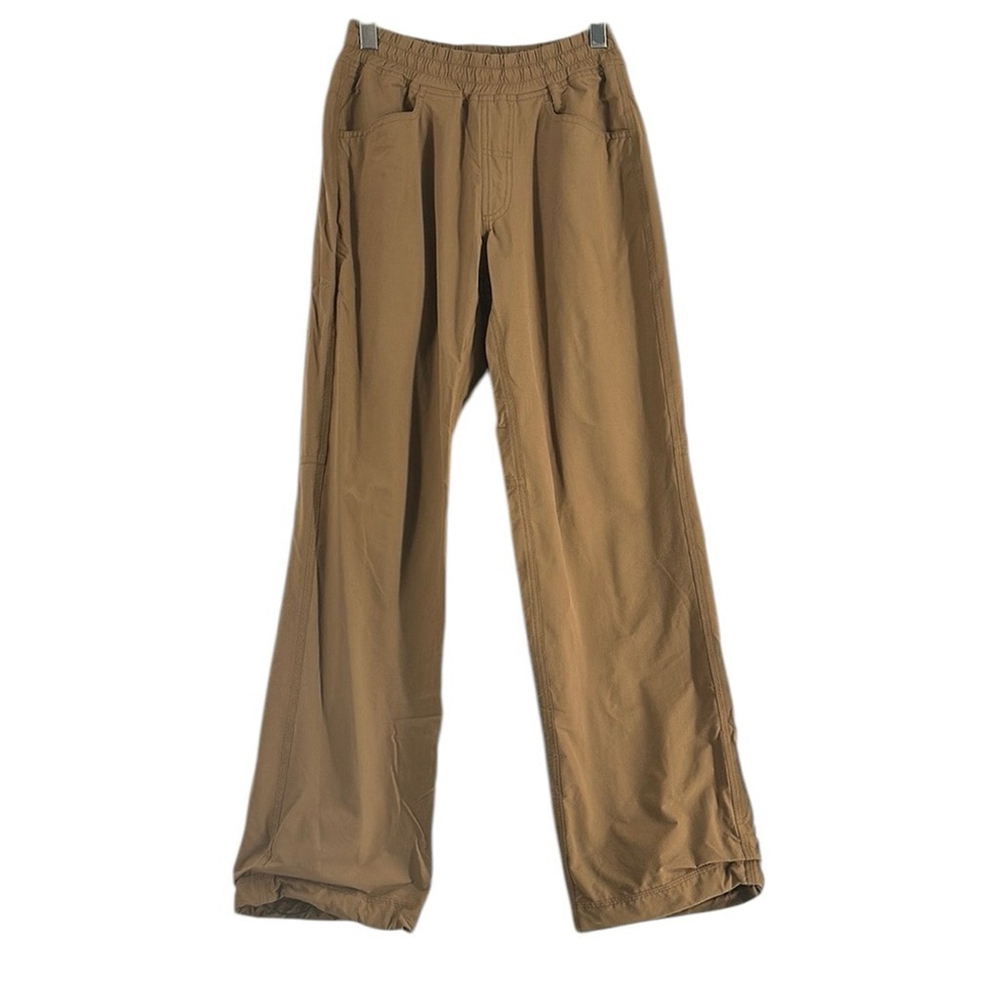 mec hiking pants pull on adjustable leg opening jogger wide leg brown sz 32